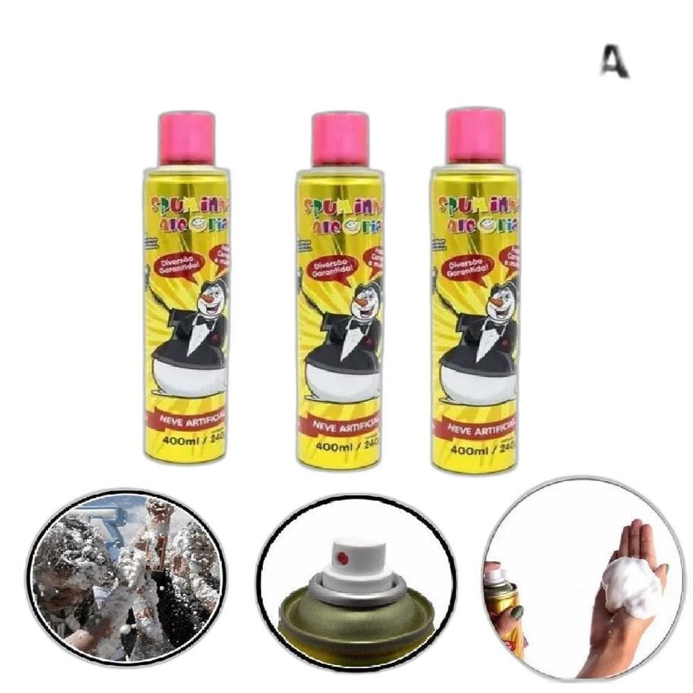 Neve Artificial 3 Latas Spray Espuma Carnaval Slime Alegria