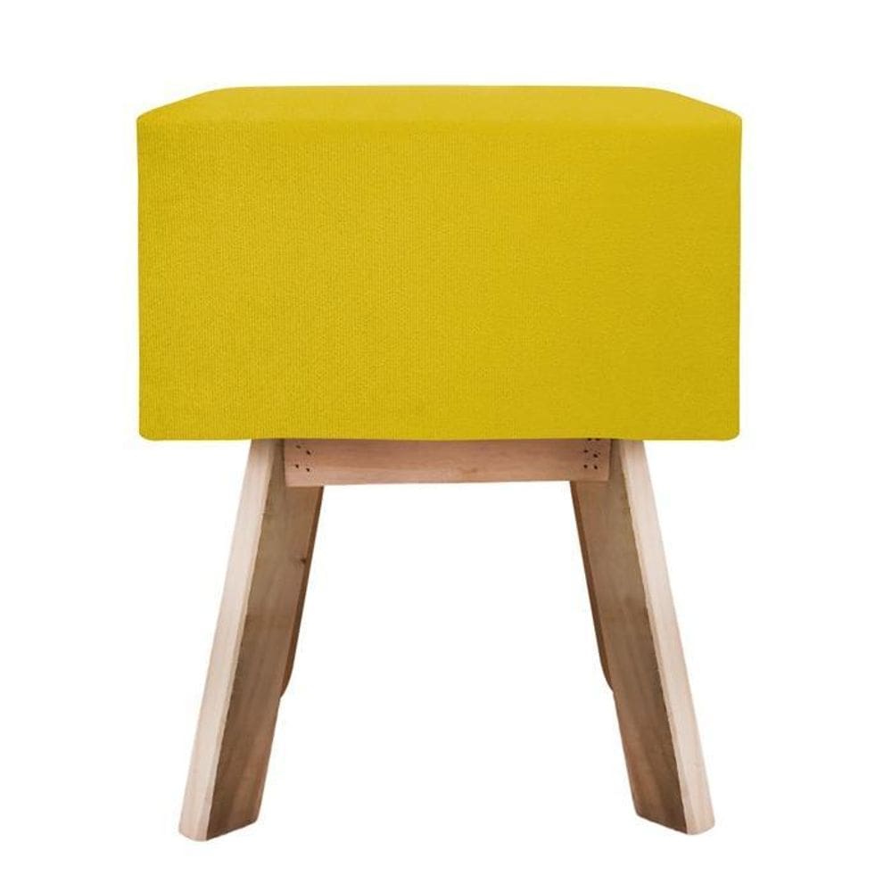 Puff Banqueta Quadrada Retrô Suede - Amarela