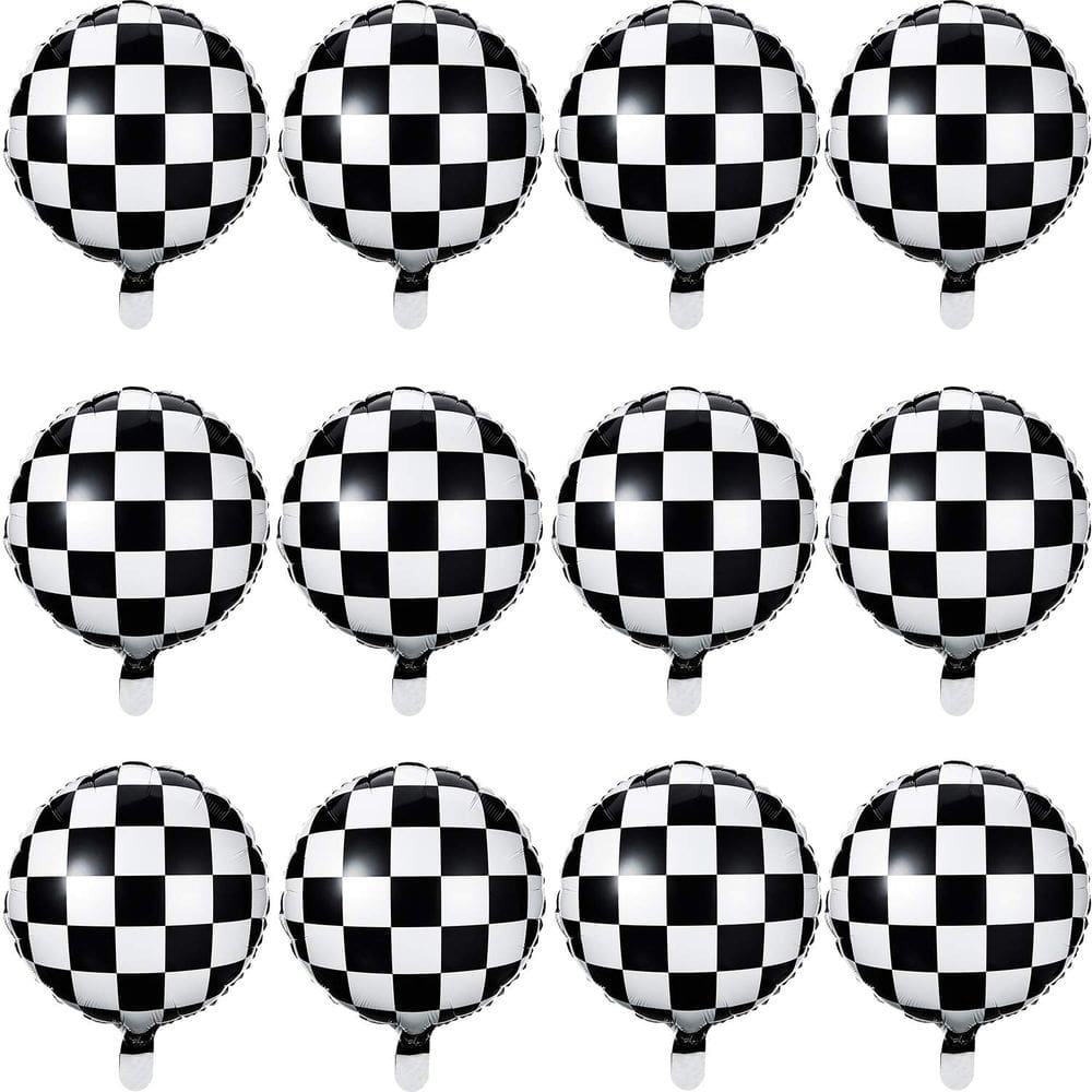 Balão Metalizado Gejoy Checkerboard Preto Branco 45 cm Racing Part