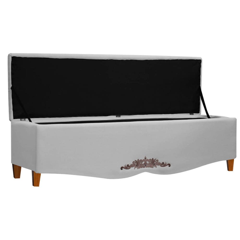 Recamier Baú Provençal 195cm para Cama King Linho - SOFA STORE