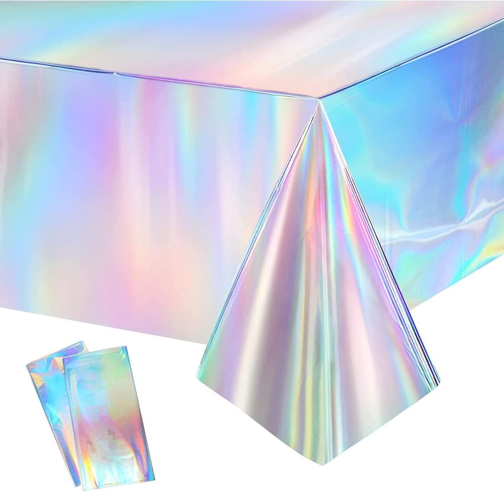 Toalha de mesa de festa GREATRIL iridescente descartável 137cm x 274cm