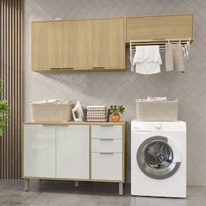 Lavanderia Completa Glória 7 Portas 2 Gavetas Castanho/Off White - Mx Móveis