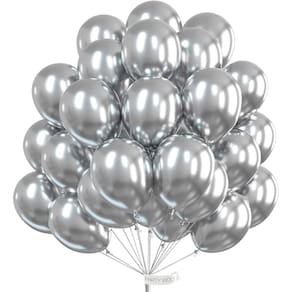Balões PartyWoo Metallic Silver 50 peças de 30 cm para decoração