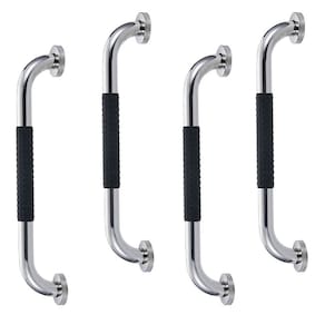 Barra de Apoio 30cm Inox Superficie Antiderrapante Kit 4 unidades Banheiro Box Criança Idoso Cadeirante Gestante Acessibilidade Segurança