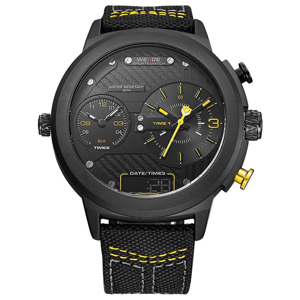 Relógio Masculino Weide Anadigi Wh6405B - Preto E Amarelo