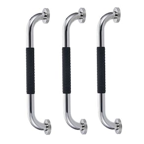 Barra de Apoio 30cm Inox Kit 3 unidades Suporte Antiderrapante Banheiro Box Idoso Gestante Criança Cadeirante Casa Acessibilidade