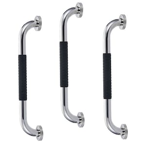 Barra de Apoio 30cm Inox Superficie Antiderrapante Kit 3 unidades Banheiro Box Criança Idoso Segurança Acessibilidade