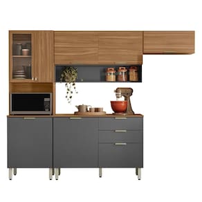 Cozinha Compacta Alba 8 Portas e Balcão 120cm com Tampo MDP - Demóbile