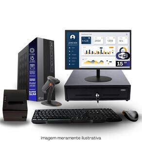 Kit Automação PDV TOB i5 4ªG 16GB SSD 480GB Win10 Rede S/Fio Teclado Mouse Monitor 15" Gvt. Dinheiro Imp. Térmica Leitor Cód Barras