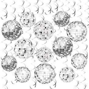 Decorações para festas de discoteca, bolas de discoteca, espirais suspensas, 54 unidades