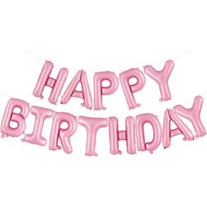 Banner de balões de aniversário TOTAFAM Happy 40cm Foil Pink