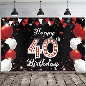 Banner de aniversário JOYKY Happy 40th Birthday Party Decor