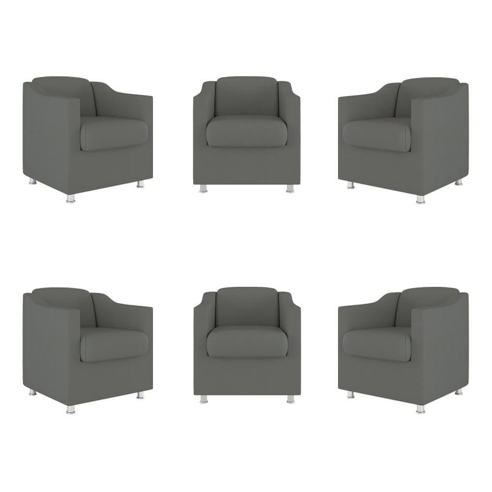 Kit 6 Poltronas Decorativas Reforçada Consultório Sala Suede