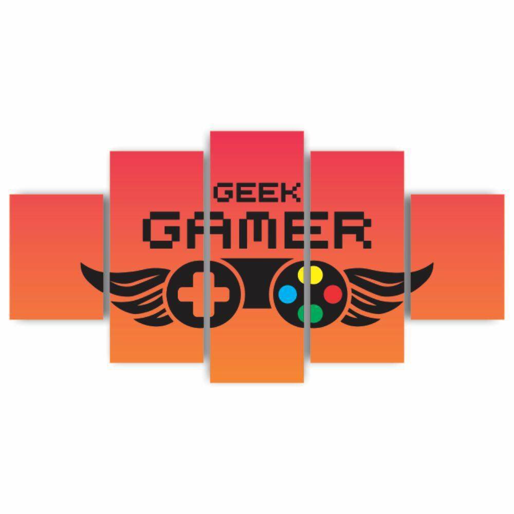Kit Quadros Decorativos Mdf Gamer Geek Controle Laranja