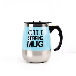 Caneca Misturadora Automática Stirring Mug 400ml Copo Elétrico Mixer Magnético - Azul Claro