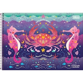 Caderno De Desenho Bubble Tilibra Capa Dura Espiral - 80 Folhas Lets Make Some