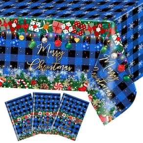 Toalha de mesa Avezano Xadrez descartável de Natal 108x54cm 3 unidades