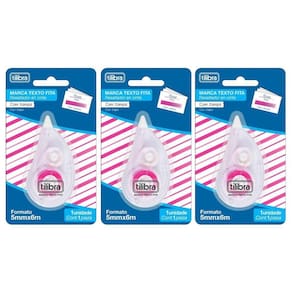 Kit Marca Texto Em Fita Rosa Tilibra - 5mmx6m C- 3 Unidades