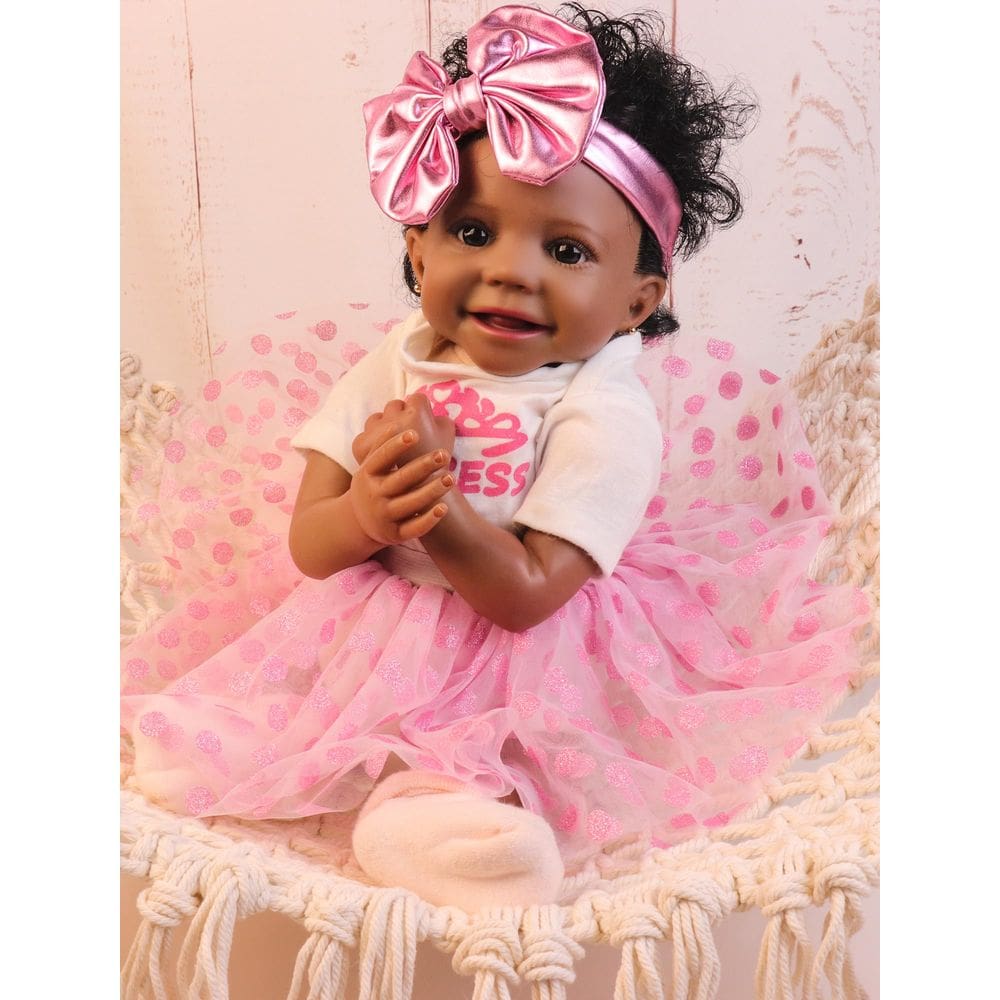 Boneca Reborn HOOMAI Black Realistic Girl 50 cm com roupas