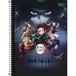 Caderno Universitário Demon Slayer Tilibra Capa Dura Espiral - 10 Matérias 160 Folhas Espada