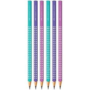 Kit Lápis Preto Grafite Sparkle Faber Castell - Triangular Hb C- 6 Unidades