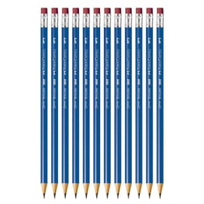 Kit Lápis Preto Grafite Max Azul C- Borracha Faber Castell - Redondo C- 12 Unidades