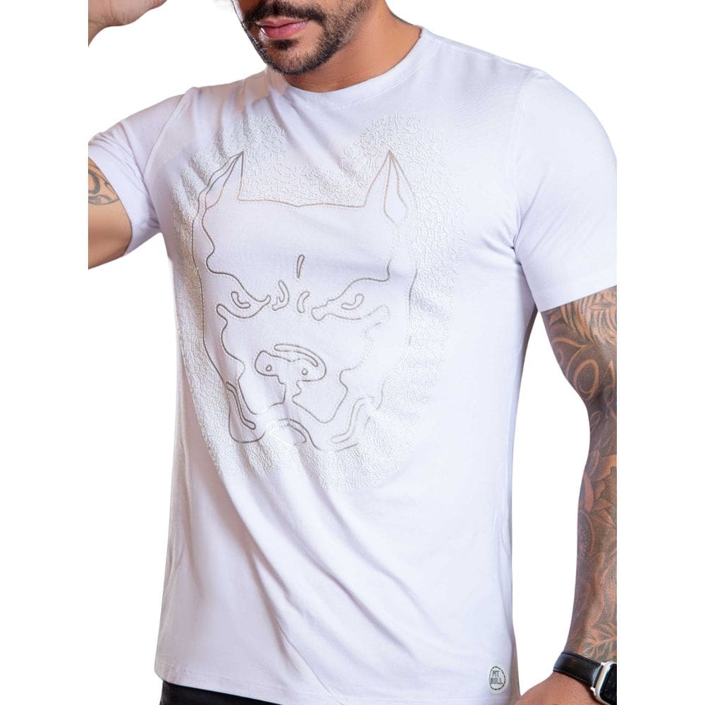 Camiseta Masculina Branca gola O Pit Bull 84332