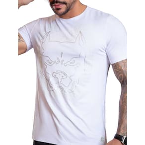 Camiseta Masculina Branca gola O Pit Bull  84332