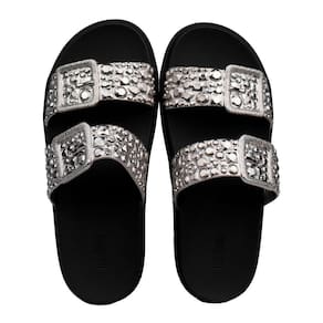 Chinelo Melissa Feminino Slide Lust com Brilho e Fivela Preto