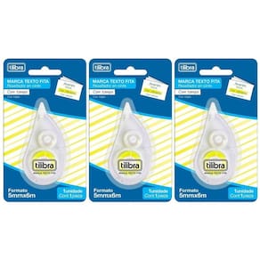Kit Marca Texto Em Fita Amarelo Tilibra - 5mmx6m C- 3 Unidades