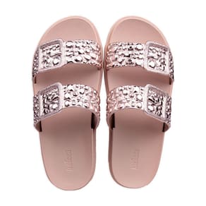 Chinelo Melissa Feminino Slide Lust com Brilho e Fivela Rosa
