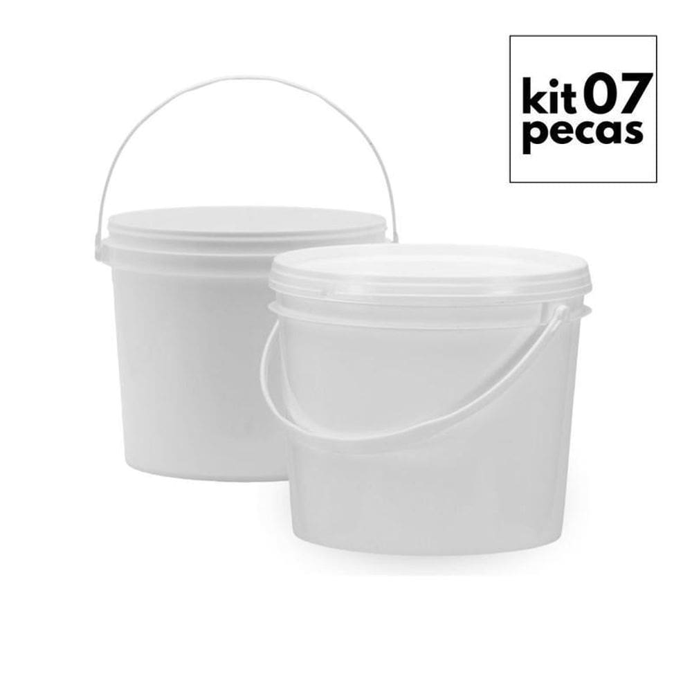 Balde 1.8 Litros Branco Para Brinquedos 7 Pçs