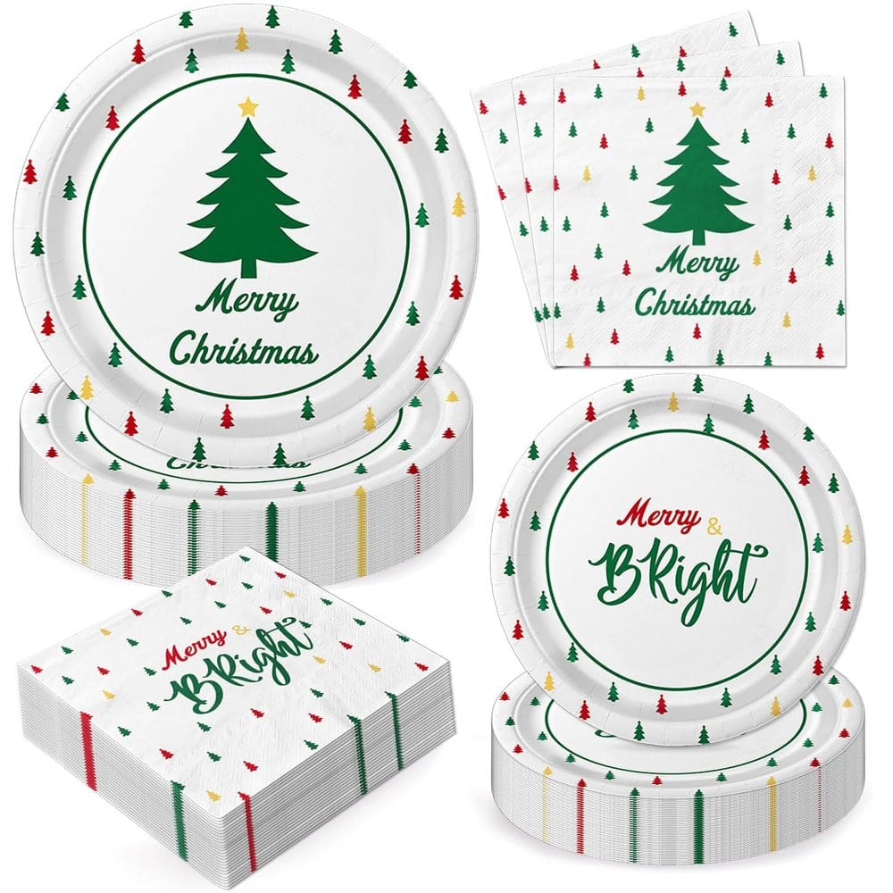 Conjunto de pratos e guardanapos de papel de Natal Oigco Christmas