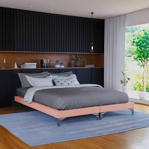 Cama Oriental Premium Queen Veludo Rose
