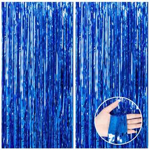 Cortinas de fundo com franjas metálicas CANREVEL azul escuro x2 1x2,5 m