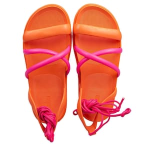 Sandália Melissa Feminina Maya com Cadarços Laranja e Rosa
