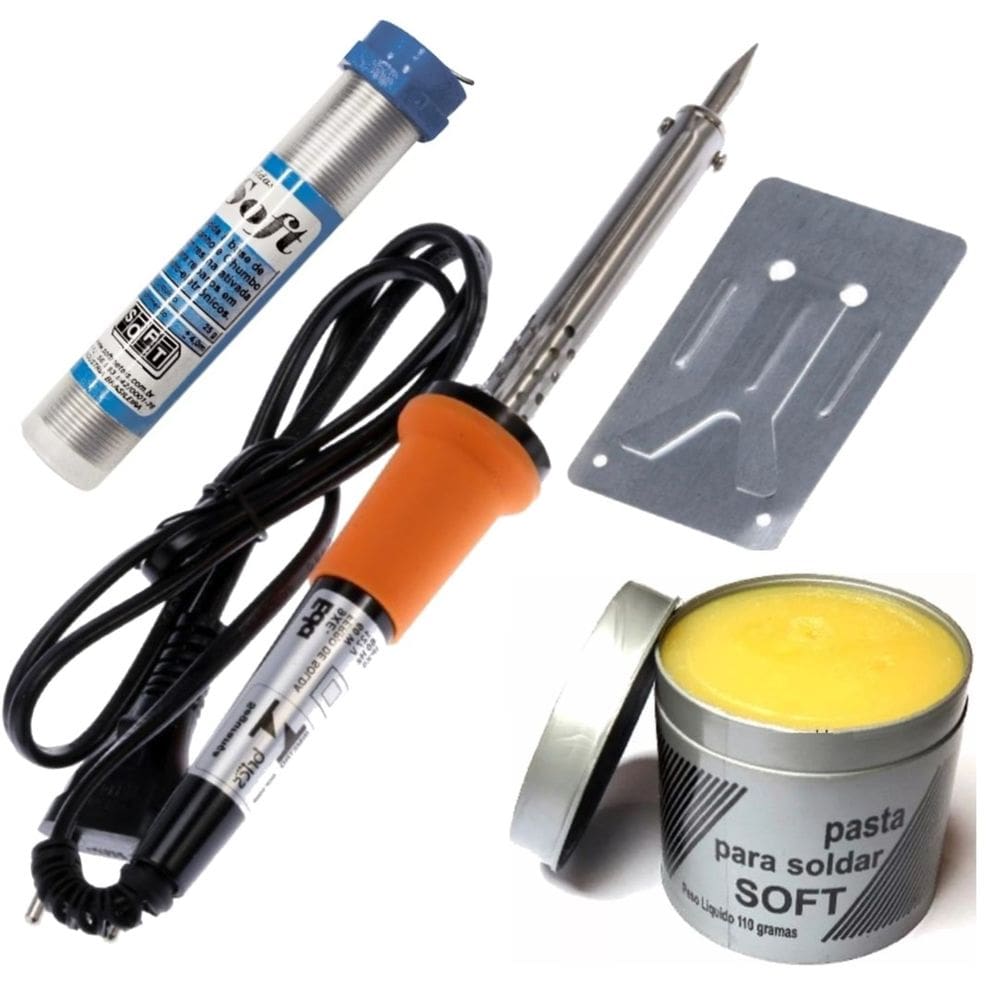 Kit Ferro de Solda Com Tubete Estanho + Pasta de Solda