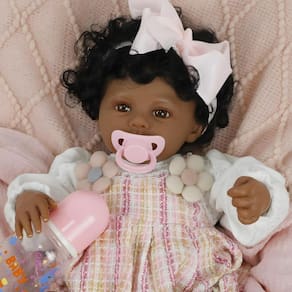 Boneca Black Baby Magic Reborn Destiny Aria com acessórios 17 polegadas
