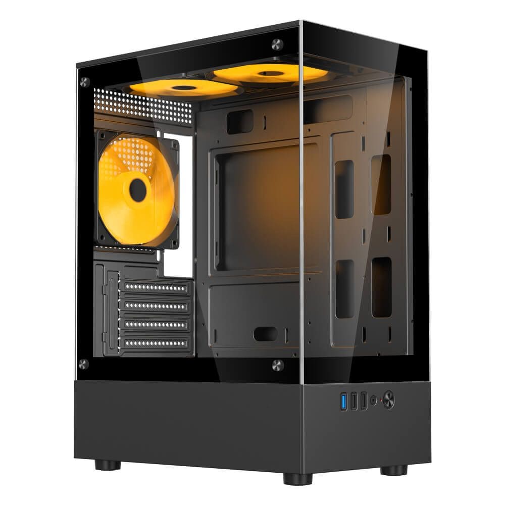 Gabinete Gamer Bluecase BG-053 NUKER V2 PRO 3 Fans S/Fonte mATX Mini-ITX Vidro Temperado - BG-053