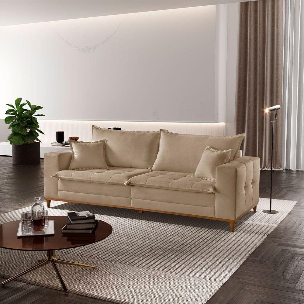 Sofá Matrix 02 Módulos De 90cm B25cm Meu Sofá Online A226 Linho Bege