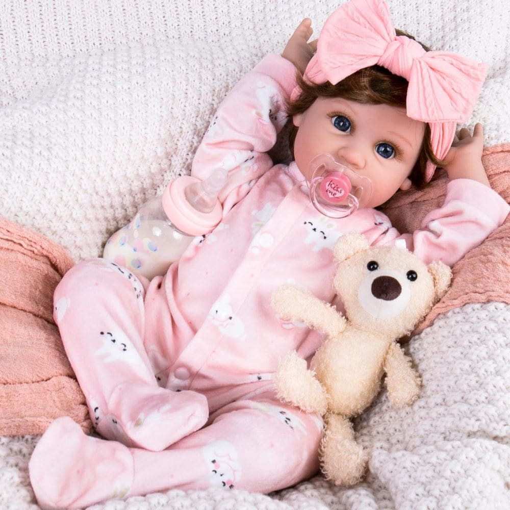 Reborn Baby Doll Aori Lifelike, menina recém-nascida realista de 22 polegadas