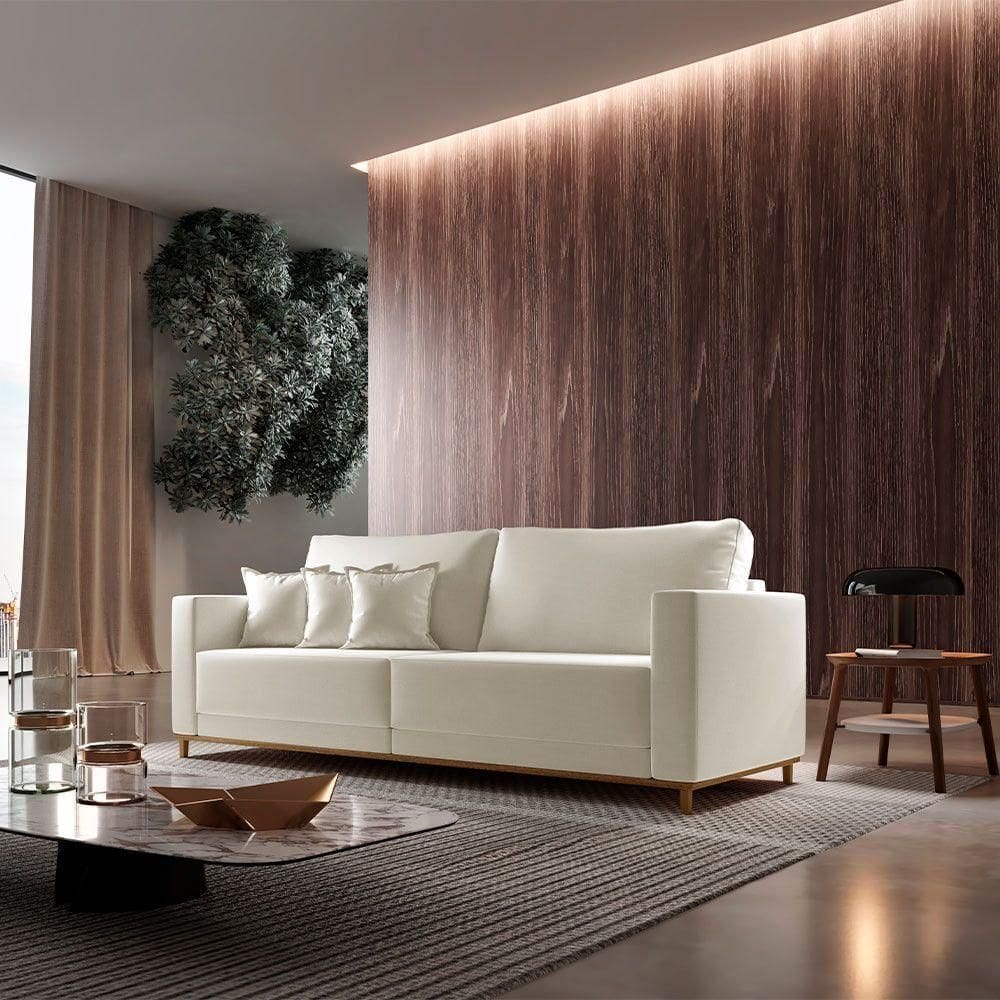 Sofá Djon 02 Módulos De 100cm B20cm Meu Sofá Online A302 Linho Branco