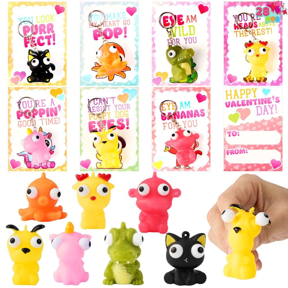 Cartões de Dia dos Namorados JOYIN Animal Popping Eyes Chaveiros x28