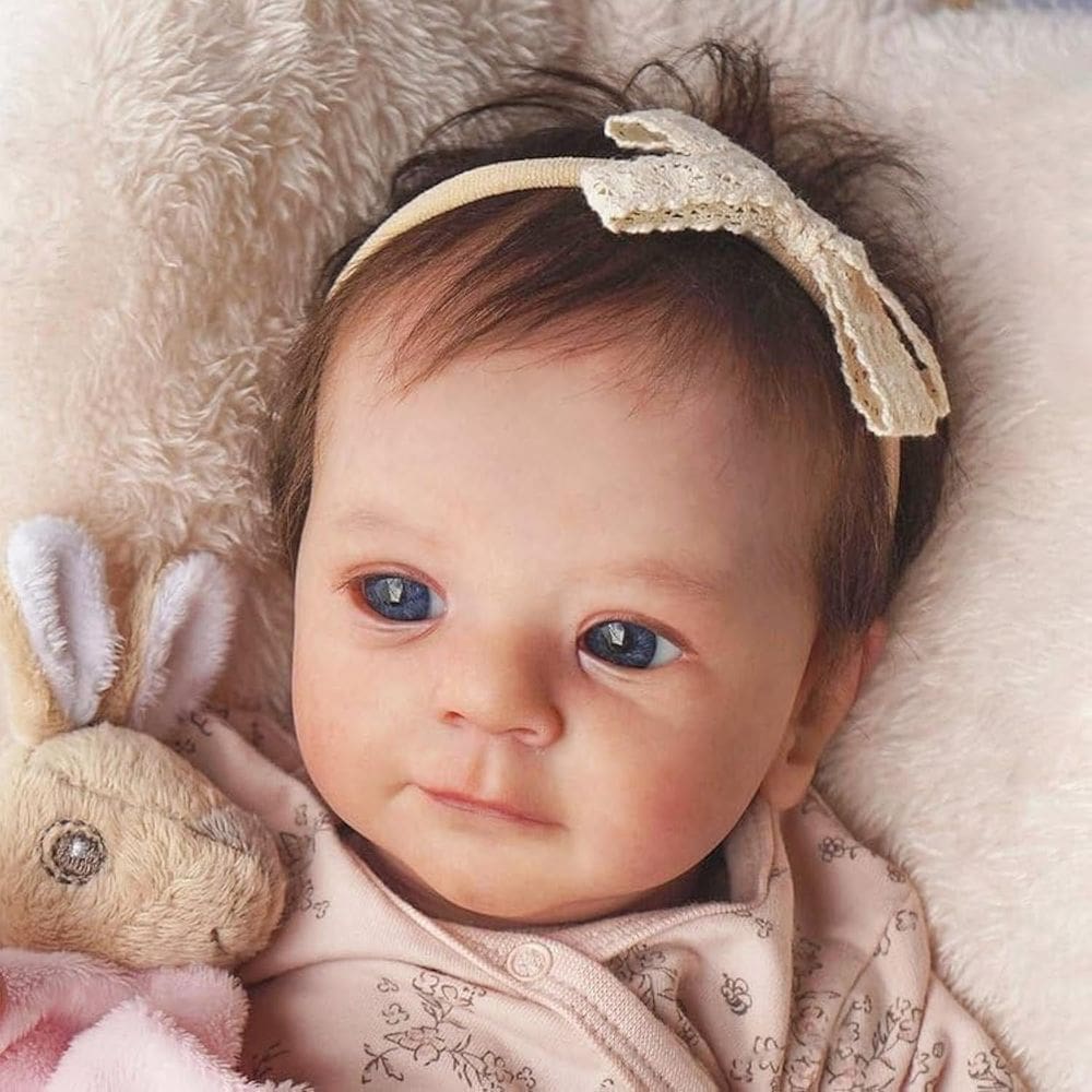 Boneca Reborn MYREBABY Claire 17 polegadas com olhos azuis e cabelo castanho