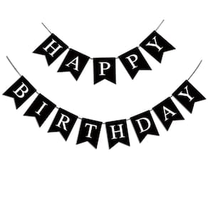 Banner de aniversário Imtively Happy Birthday Black Party Decor