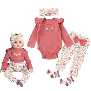 Conjunto de roupas para boneca Reborn Baby Doll de 55 cm com acessórios, 4 peças