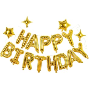 Conjunto de balões de feliz aniversário dourado para decoração de festa de aniversário