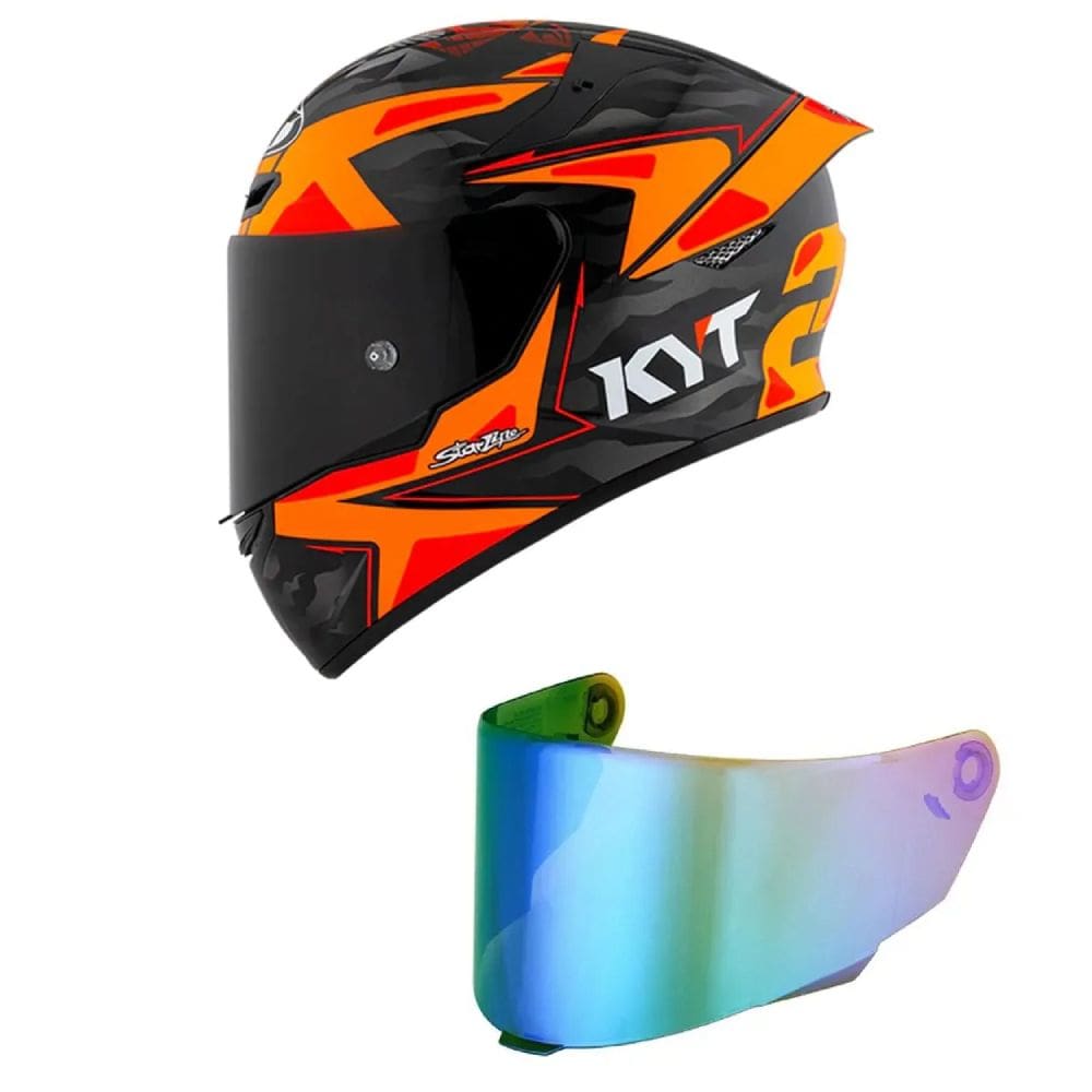 Capacete Kyt Tt Course Antonelli Preto e Laranja Mais Viseira Camaleão