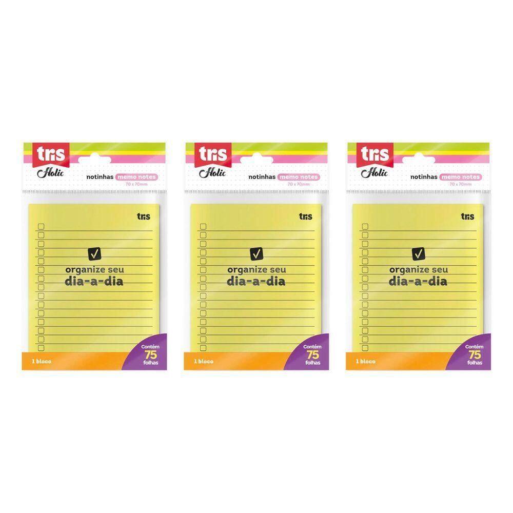 Kit Nota Autoadesiva Tris - Pop Note 75 Folhas C- 3 Unidades