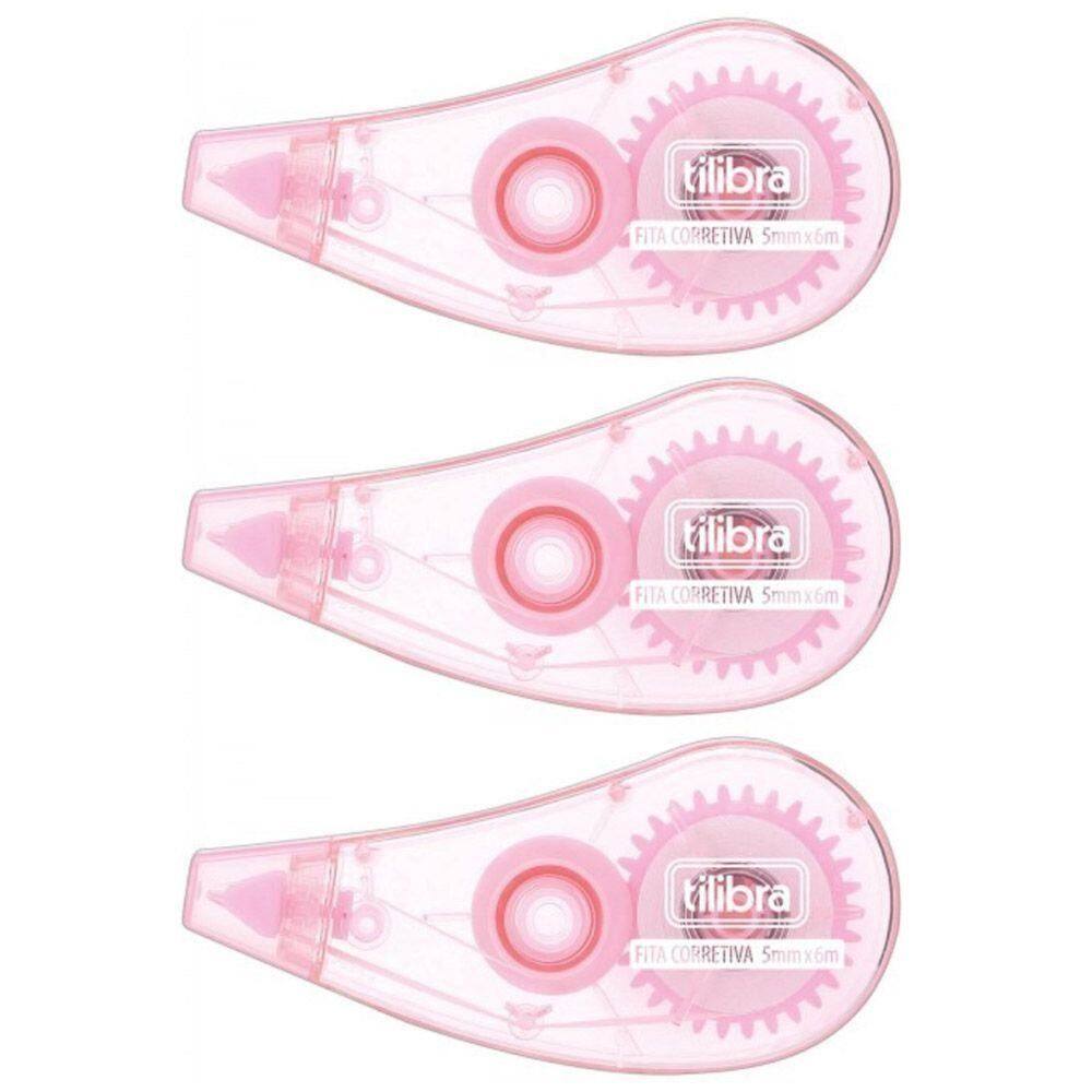 Kit Fita Corretiva Rosa Tilibra - 6mx5mm C- 3 Unidades